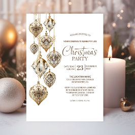 Convite de festas de Natal Elegante Dourado Orname