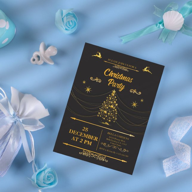 Convite de festas de Natal Elegante e Dourado (Criador carregado)