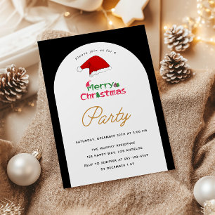 Convite de festas de Natal Elegante Preto e Branco