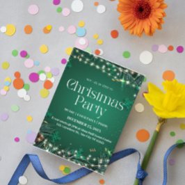 Convite de festas de Natal Elegante Verde e Branco