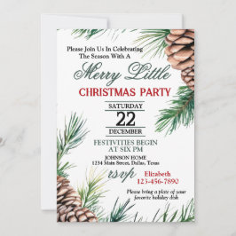 Convite de festas de Natal Evergreen e Pinecone