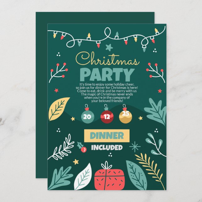 Convite de festas de Natal, Festa de Férias (Frente/Verso)