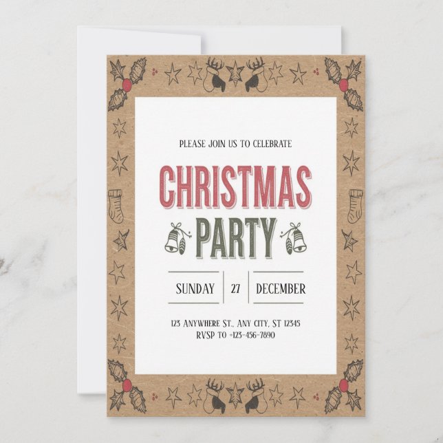 Convite de festas de Natal Festivo (Frente)