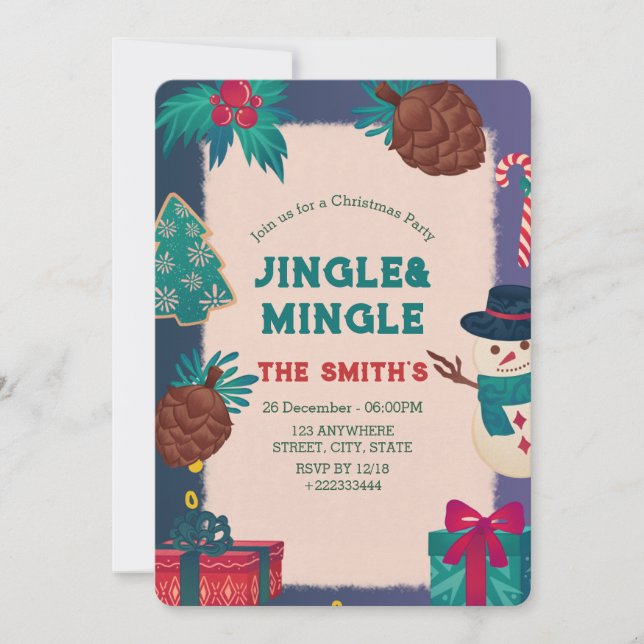 Convite de festas de Natal Festivo (Frente)