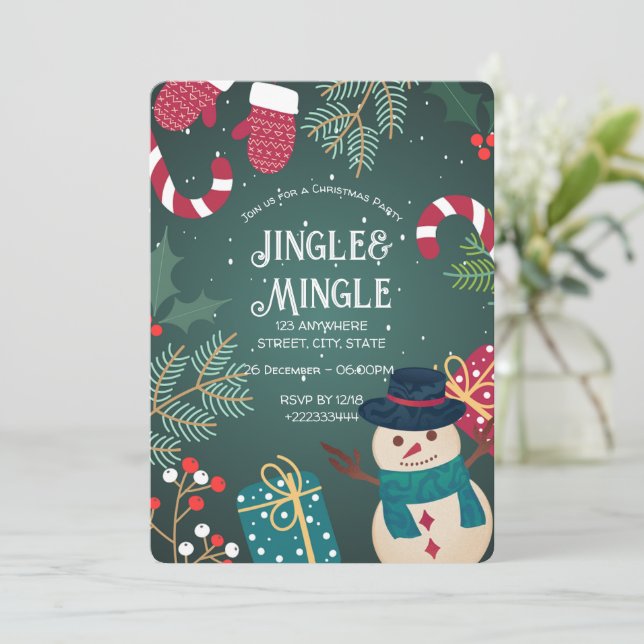 Convite de festas de Natal Festivo (Em pé/Frente)