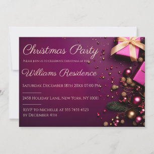 Convite de festas de Natal festivo e elegante