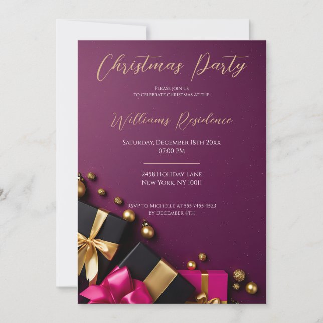 Convite de festas de Natal Festivo Elegante (Frente)