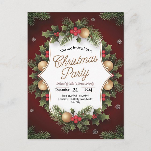 Convite de festas de Natal Festivo Elegante (Frente)
