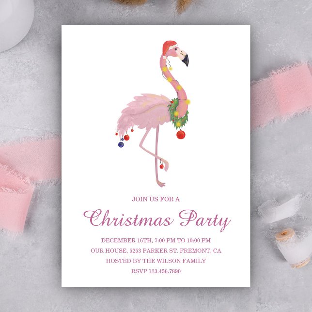 Convite de festas de Natal Flamingo Rosa (Criador carregado)