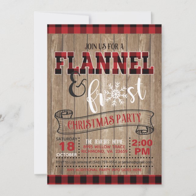 Convite de festas de Natal Flannel e Frost - WD (Frente)