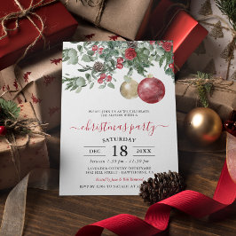 Convite de festas de Natal Floral Elegante