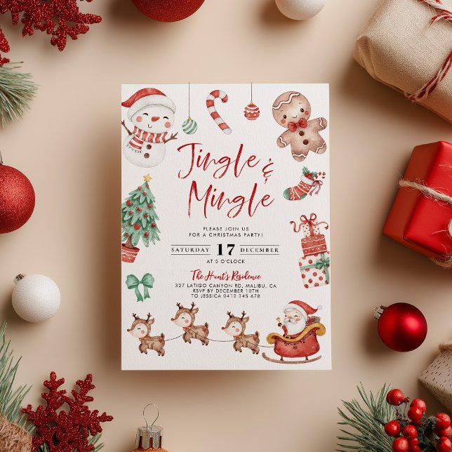 Convite de festas de Natal Gingle e Mingle (Jingle and Mingle Christmas Party Invitation)