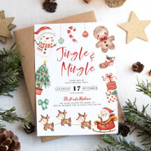 Convite de festas de Natal Gingle e Mingle