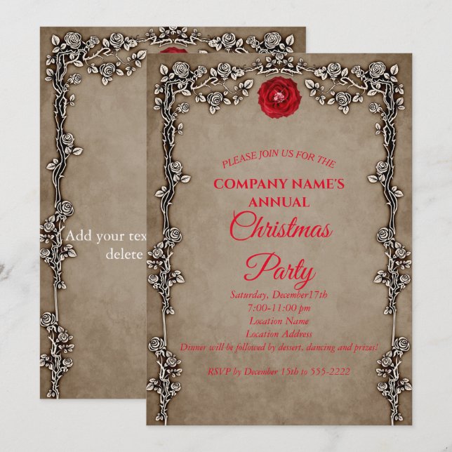 Convite de festas de Natal Gótico Elegante (Frente/Verso)
