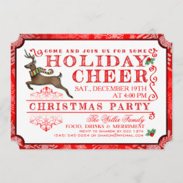 Convite de festas de Natal Holiday Cheer Reindeer