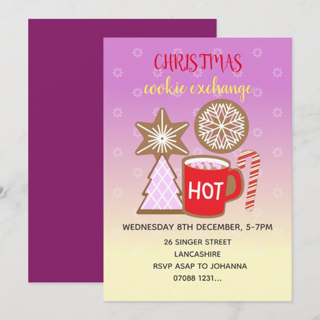 Convite de festas de Natal Hot Mug do Cookie Excha (Frente/Verso)