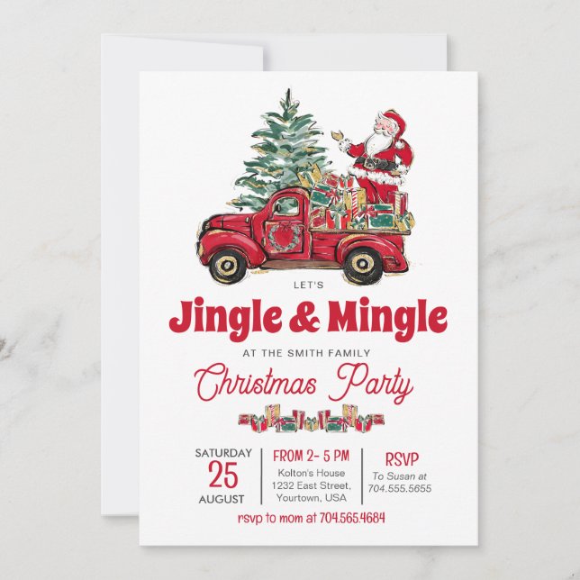 Convite de festas de Natal Jingle e Mingle (Frente)