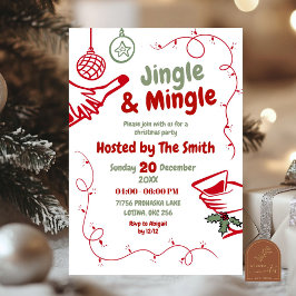 Convite de festas de Natal Jingle e Mingle