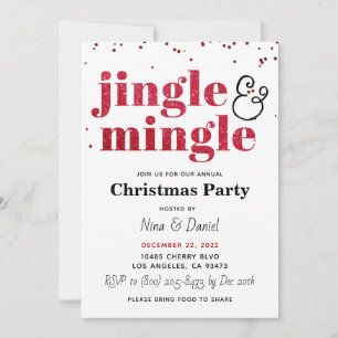 Convite de festas de Natal Jingle & Mingle