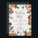 Convite de festas de Natal Laranja Espalhado<br><div class="desc">Moldura botânica de laranja temperada,  Rustic Watercolor,  Convite de festas de Natal. Design de tipografia gráfica com suporte a cor verde-rústica.</div>
