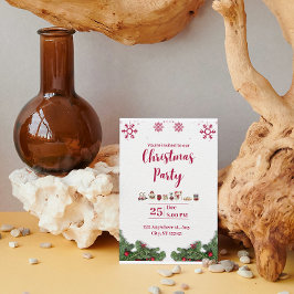 Convite de festas de natal minimalista vermelho br