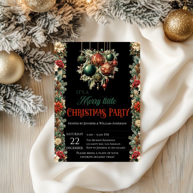 Convite de festas de Natal Negro Elegante (Criador carregado)