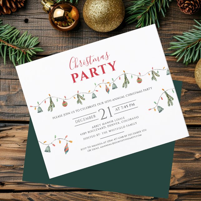Convite de festas de Natal no escritório (Elegant Festive Rustic Christmas Party Invitation)