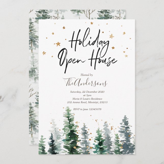 Convite de festas de Natal Open House (Frente/Verso)