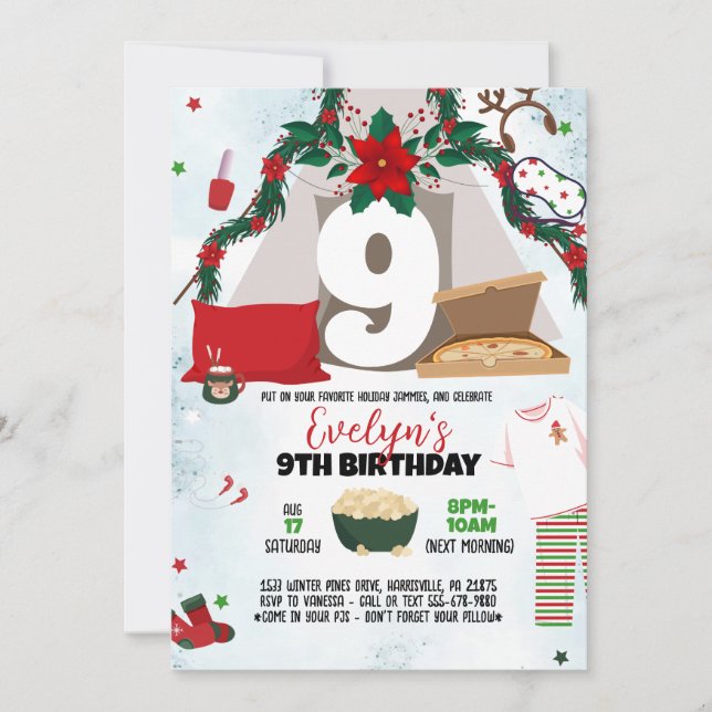 Convite de festas de Natal Pajama (Frente)