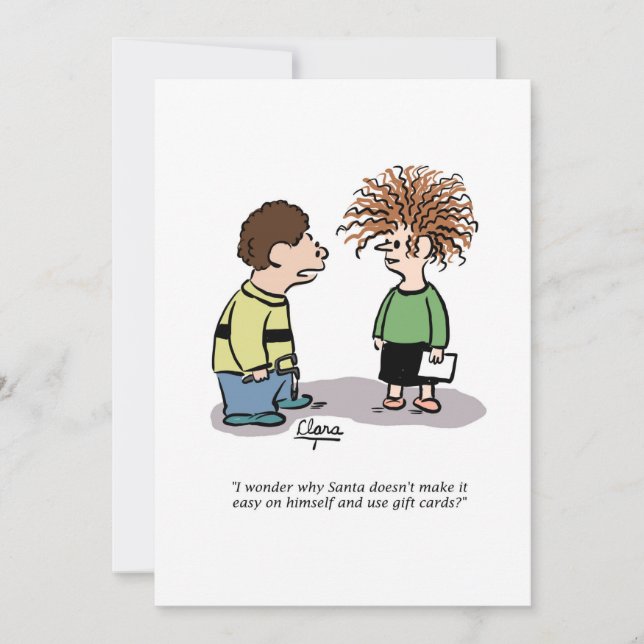 Convite de festas de Natal - Papais noeis e crianç (Frente)