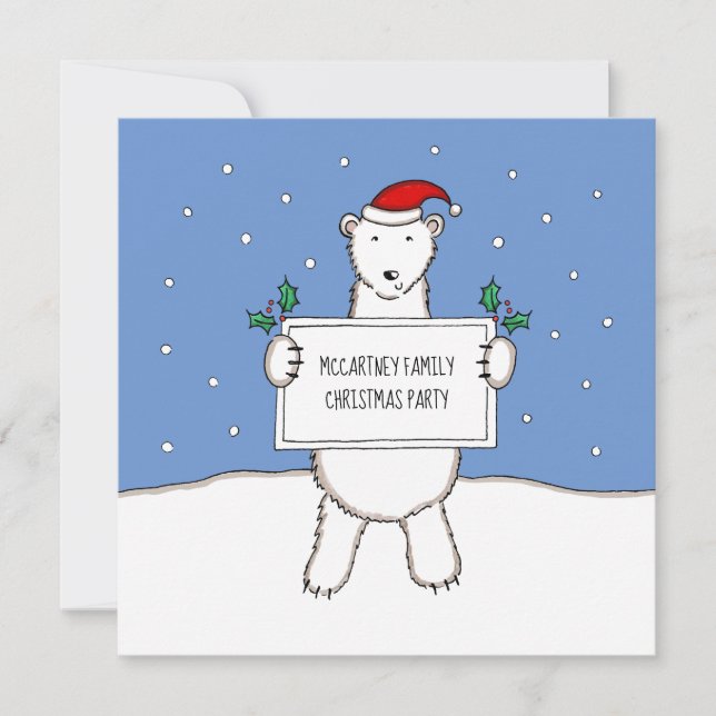 Convite de festas de Natal personalizado do Urso P (Frente)