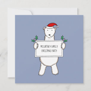 Convite de festas de Natal personalizado do Urso P