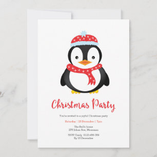 Convite de festas de Natal Pinguim-Cuja
