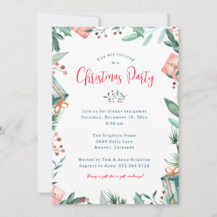 Convite de festas de Natal - Presente, Berries, Ho