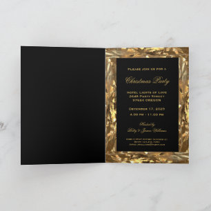 Convite de festas de Natal preto e Dourado