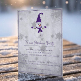Convite de festas de Natal Púrpura Cuja Neve