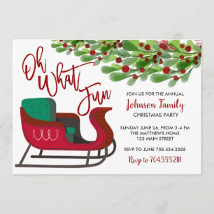 Convite de festas de Natal, que divertido, Sleigh