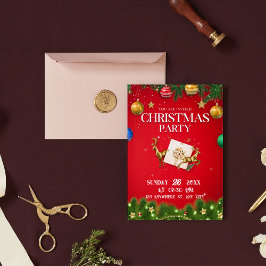 Convite de festas de Natal Red Modern