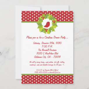 convite de festas de Natal Red Robin Mistletoe 5x7