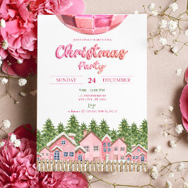 Convite de festas de Natal Rosa da Vila Disco