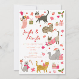 Convite de festas de Natal Rosa de Gato Gato