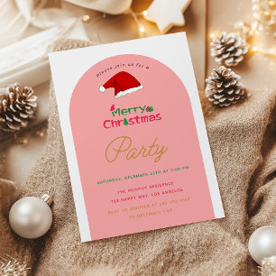 Convite de festas de Natal Rosa Festivo