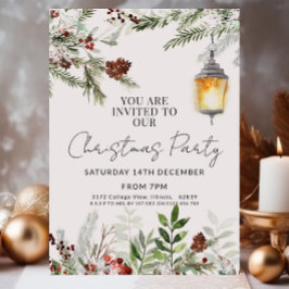 Convite de festas de Natal Russo Aquarela Verde