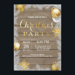 Convite de festas de Natal Russo e Dourado<br><div class="desc">Convite para Festas de Natal. Convite para Festa de Férias de Natal Jante. Ornamento da Árvore de Natal. Dourada Glitter. Fundo Rustic Wood. Retro de Vintagem do País. Para mais personalização,  clique no botão "Personalizar" e use nossa ferramenta de design para modificar este modelo.</div>