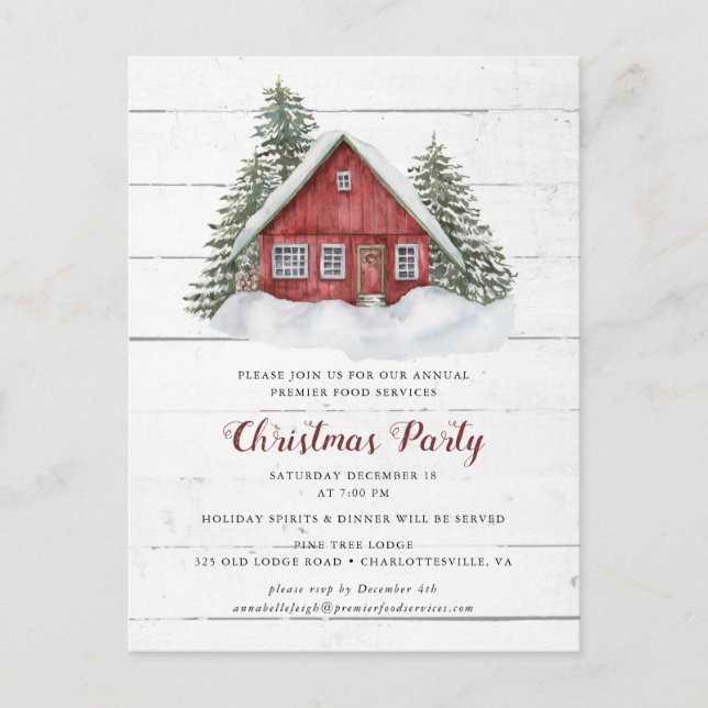 Convite de festas de Natal Rustic Country Cabin (Frente)