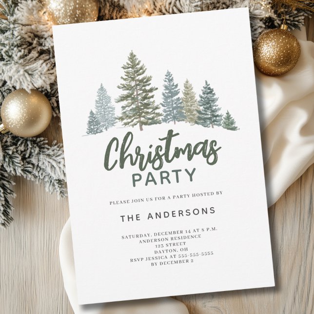 Convite de festas de Natal Rustic Pine Tree (Criador carregado)