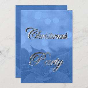 Convite de festas de Natal Silver Blue Poinsettia