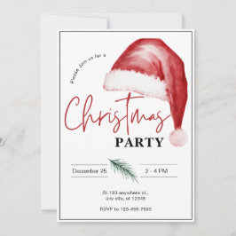 Convite de festas de Natal Simples com Aquarela