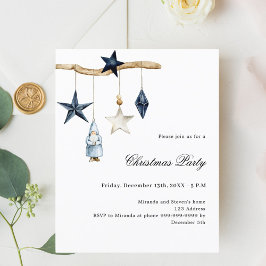 Convite de festas de Natal simples e azul