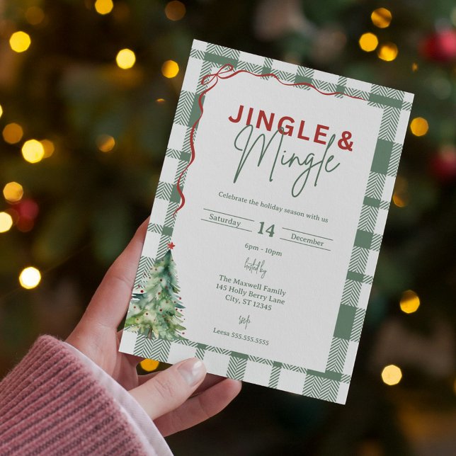 Convite de festas de Natal Simples Jingle & Mingle (Jingle & Mingle Simple Christmas Party Invitation
)